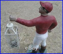 Vintage Concrete Lawn Jockey With Lantern