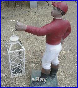 Vintage Concrete Lawn Jockey With Lantern