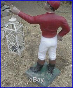 Vintage Concrete Lawn Jockey With Lantern