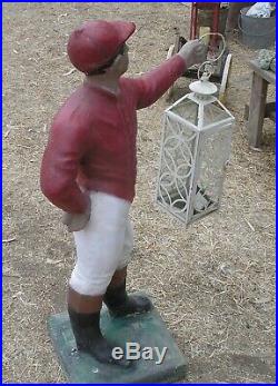 Vintage Concrete Lawn Jockey With Lantern