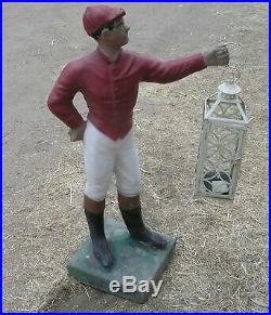 Vintage Concrete Lawn Jockey With Lantern