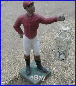 Vintage Concrete Lawn Jockey With Lantern