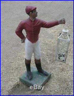 Vintage Concrete Lawn Jockey With Lantern