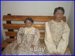 Vintage Daddy's Long Legs Folk African American Dolls Little Girl and mother