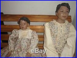 Vintage Daddy's Long Legs Folk African American Dolls Little Girl and mother