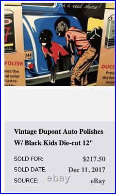 Vintage Dupont Duco Auto Polishes Black Americana Boy Car 12 Metal Gas Oil Sign