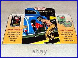 Vintage Dupont Duco Auto Polishes Black Americana Boy Car 12 Metal Gas Oil Sign