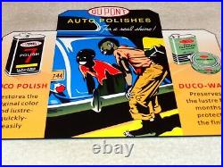 Vintage Dupont Duco Auto Polishes Black Americana Boy Car 12 Metal Gas Oil Sign