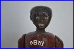 Vintage FOLK ART Wood Dancing Doll BLACK AMERICANA Blue Ribbon 7 3/4 Raleigh NC