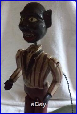 Vintage Folk Art Dancing Black Americana Wood Minstrel Jig Toy Collectible