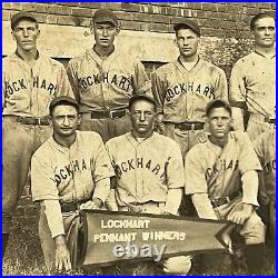 Vintage Group Photograph Men Baseball Team Pennant Winners Dog Lockhart SC 1930