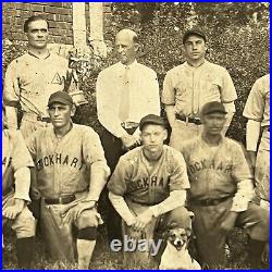 Vintage Group Photograph Men Baseball Team Pennant Winners Dog Lockhart SC 1930