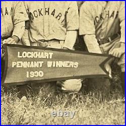 Vintage Group Photograph Men Baseball Team Pennant Winners Dog Lockhart SC 1930