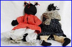 Vintage Handmade African American Black Americana Cloth Rag Dolls Lot Of 12