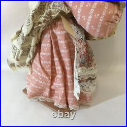 Vintage Handmade Folk Art Doll Black Americana Mexican Native Woman With Basket