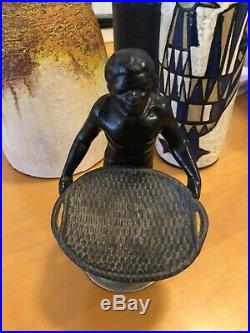 Vintage Heavy Cast Iron Black Americana Muscular Man Card Holder