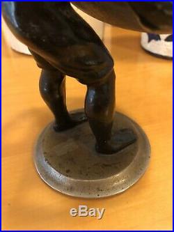 Vintage Heavy Cast Iron Black Americana Muscular Man Card Holder