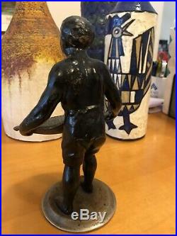 Vintage Heavy Cast Iron Black Americana Muscular Man Card Holder