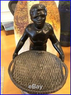 Vintage Heavy Cast Iron Black Americana Muscular Man Card Holder