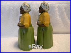 Vintage LUZIANNE GREEN YELLOW MAMMY SALT & PEPPER SHAKERS ORIG Black Americana