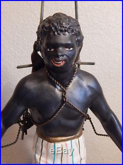 Vintage Large Petites Choses Blackamoor Figurine / statue, Man with Bird Cages