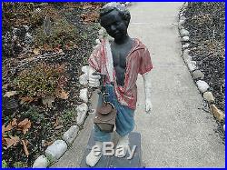 Vintage Lawn Jockey Groom Hitching Post Statue Black Americana 43 Tall