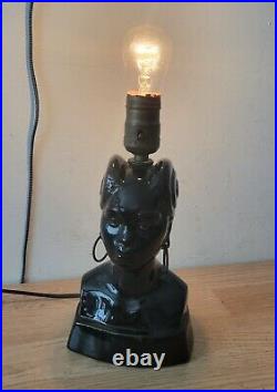 Vintage MCM African Black Woman Lamp 11 (Works) Americana Bust