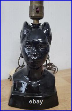Vintage MCM African Black Woman Lamp 11 (Works) Americana Bust