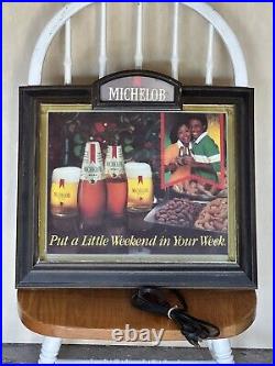 Vintage MICHELOB Beer Black Americana Lighted Beer Sign Bar Store Advertising