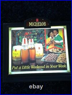 Vintage MICHELOB Beer Black Americana Lighted Beer Sign Bar Store Advertising