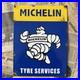 Vintage Michelin Tyre Services Car Auto 12x9 Inches Porcelain Enamel Sign