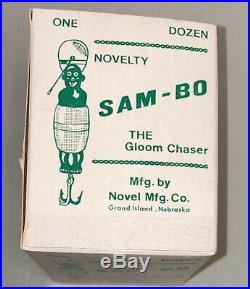 Vintage Original Box Of 12 Novelty Sam-Bo Fishing Lures Unused Black Americana