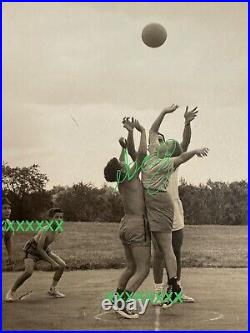Vintage Original Found Photo Boys Basketball Pro Keds Sneakers 1950s Jump Shot