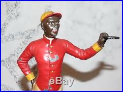 Vintage Pair Cast Iron Lawn Jockey Bookends Black Americana Groomsman Statues