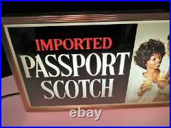 Vintage Passport Scotch Electric Sign Black Americana Calvert Distiller Lighted