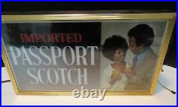 Vintage Passport Scotch Electric Sign Black Americana Calvert Distiller Lighted