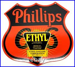 Vintage Phillips 66 Ethyl Porcelain Sign- Service Station Gasoline Americana