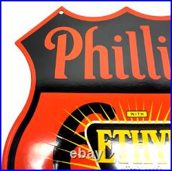 Vintage Phillips 66 Ethyl Porcelain Sign- Service Station Gasoline Americana