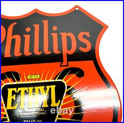 Vintage Phillips 66 Ethyl Porcelain Sign- Service Station Gasoline Americana