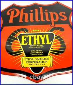 Vintage Phillips 66 Ethyl Porcelain Sign- Service Station Gasoline Americana