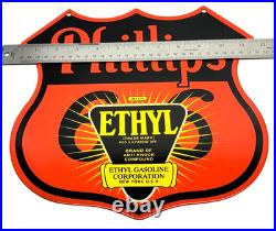 Vintage Phillips 66 Ethyl Porcelain Sign- Service Station Gasoline Americana