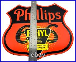 Vintage Phillips 66 Ethyl Porcelain Sign- Service Station Gasoline Americana