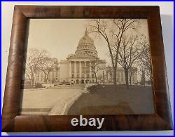 Vintage Photograph Wisconsin State Capitol McKillop Tiger Stripe Wood Frame