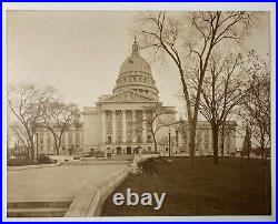 Vintage Photograph Wisconsin State Capitol McKillop Tiger Stripe Wood Frame