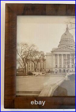 Vintage Photograph Wisconsin State Capitol McKillop Tiger Stripe Wood Frame