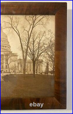 Vintage Photograph Wisconsin State Capitol McKillop Tiger Stripe Wood Frame