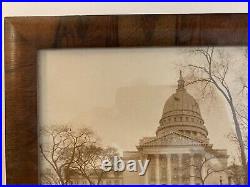 Vintage Photograph Wisconsin State Capitol McKillop Tiger Stripe Wood Frame