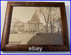 Vintage Photograph Wisconsin State Capitol McKillop Tiger Stripe Wood Frame