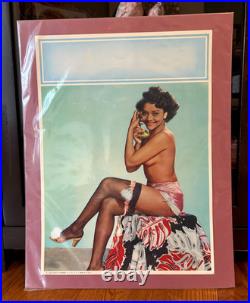 Vintage Pin Up Print Black Americana Cheesecake Glamour Art U I Co 12x16.5
