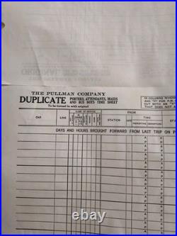 Vintage Pullman Porter Timesheets Authentic Originals In Triplicate